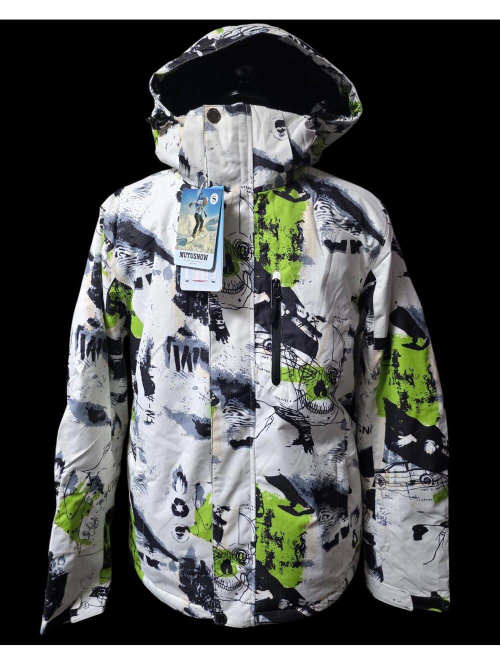 Men's Small Green/White "MutuSnow" insulated & Waterproof Winter Ski Jacket, NWT